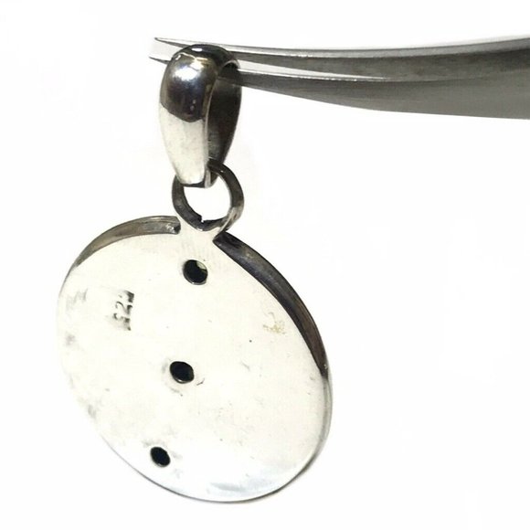 Sterling Mother of Pearl & Peridot Round Pendant - Picture 2 of 5